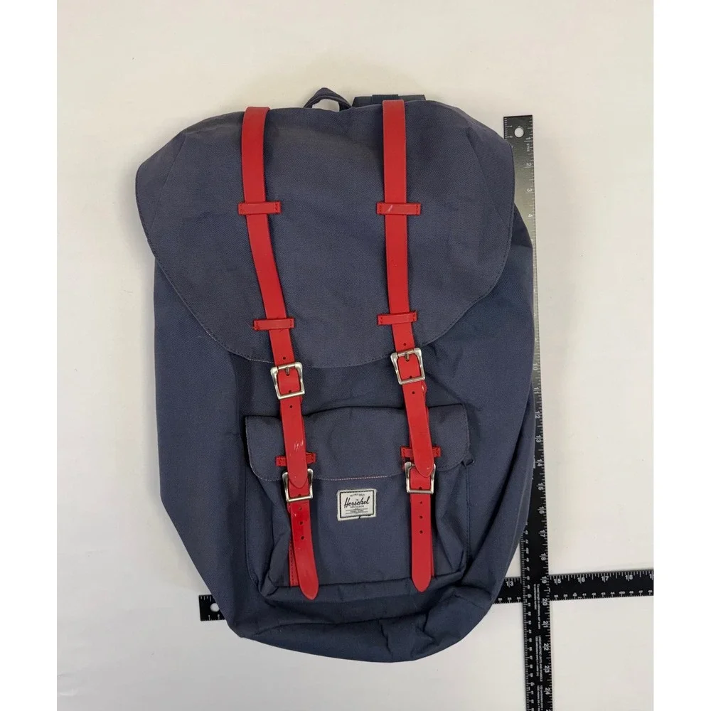 Herschel Supply Co Backpack Blue Red Straps Roll‎ Top Casual Everyday Travel